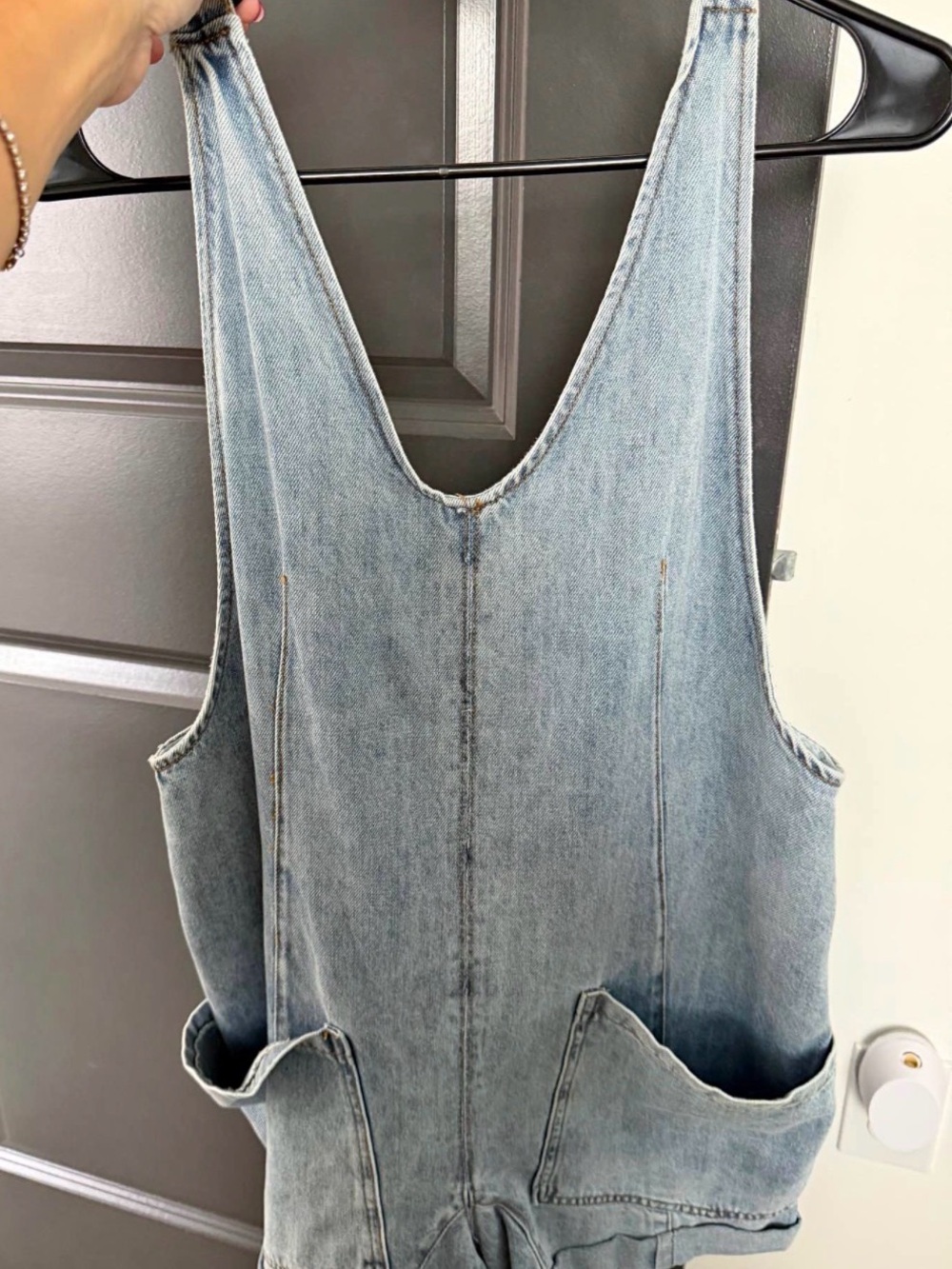 Light Wash Denim Short Overalls